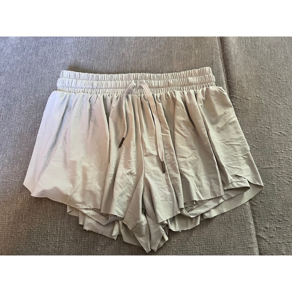 Luogongzi Athletic Running Shorts Small Gray Elastic Waist Drawstring Activewear